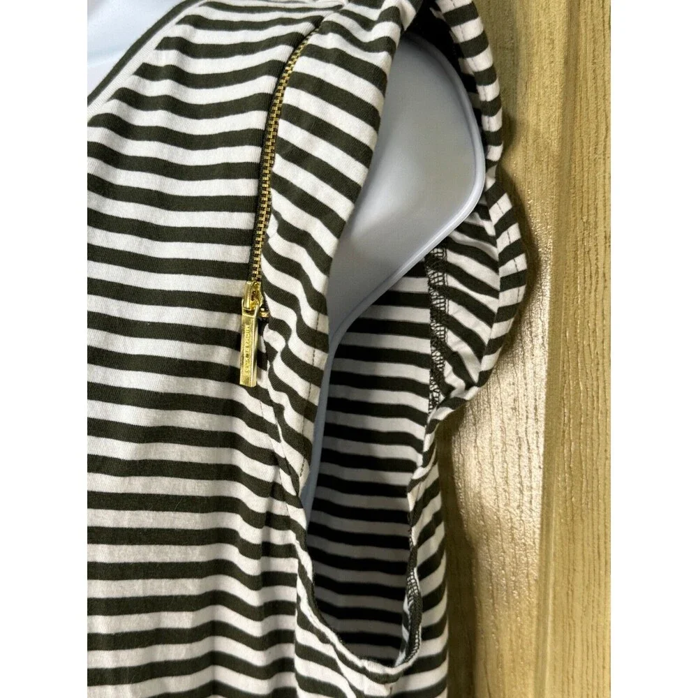 MICHAEL KORS MK BASICS COTTON STRIPE DRESS ZIPPER SLEEVE